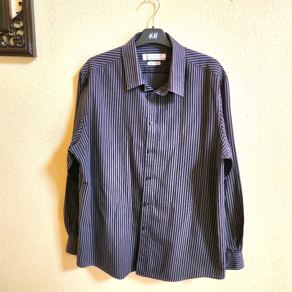 Jack Reid Gray & Black Pin Striped Shirt